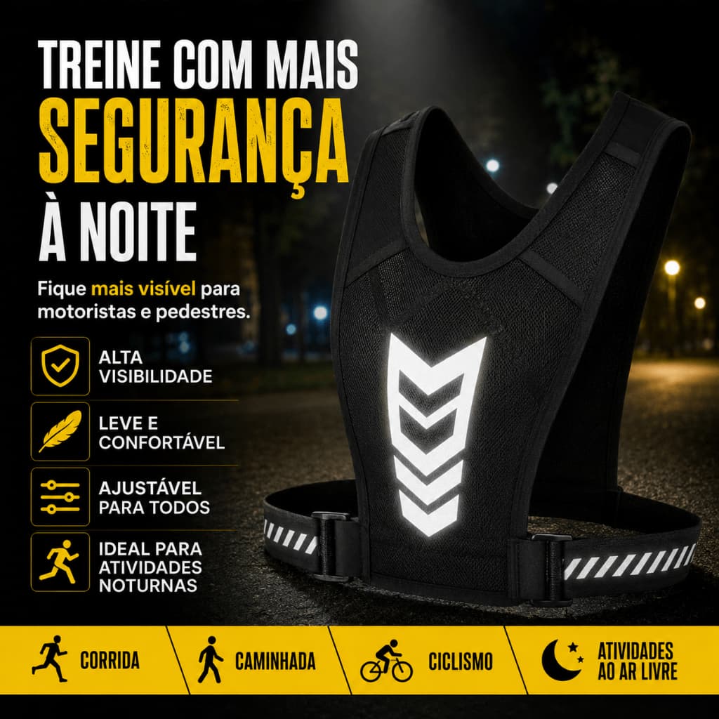 Colete Refletivo Esportivo Ajustável para Corrida Caminhada Ciclismo Segurança Noturna Unissex
