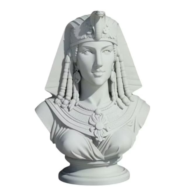 Busto Cleópatra Estátua Rainha do Egito Decorativa 3D PETG