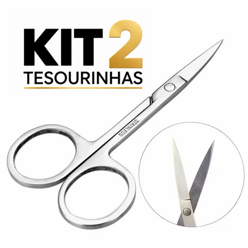 Kit 2 Tesoura Tesourinha Prata Cortar Unha Cílios Sobrancelha Qualidade Boa