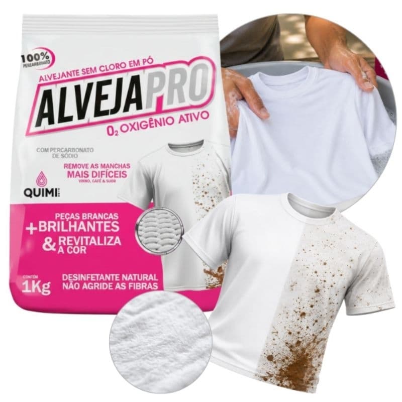 Percarbonato de Sódio Para Roupas Brancas AlvejaPro 1kg Limpeza Eficiente  Sem Cloro