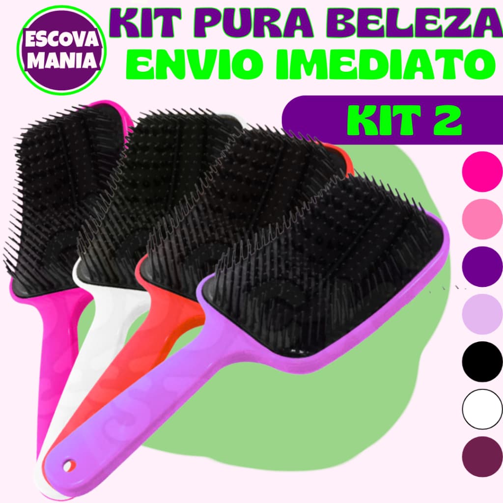 Kit 2 Escova Raquete -Flex Anti Frizz - Pra Cabelo - Para Desembaraçar Cabelos - Escova Mania