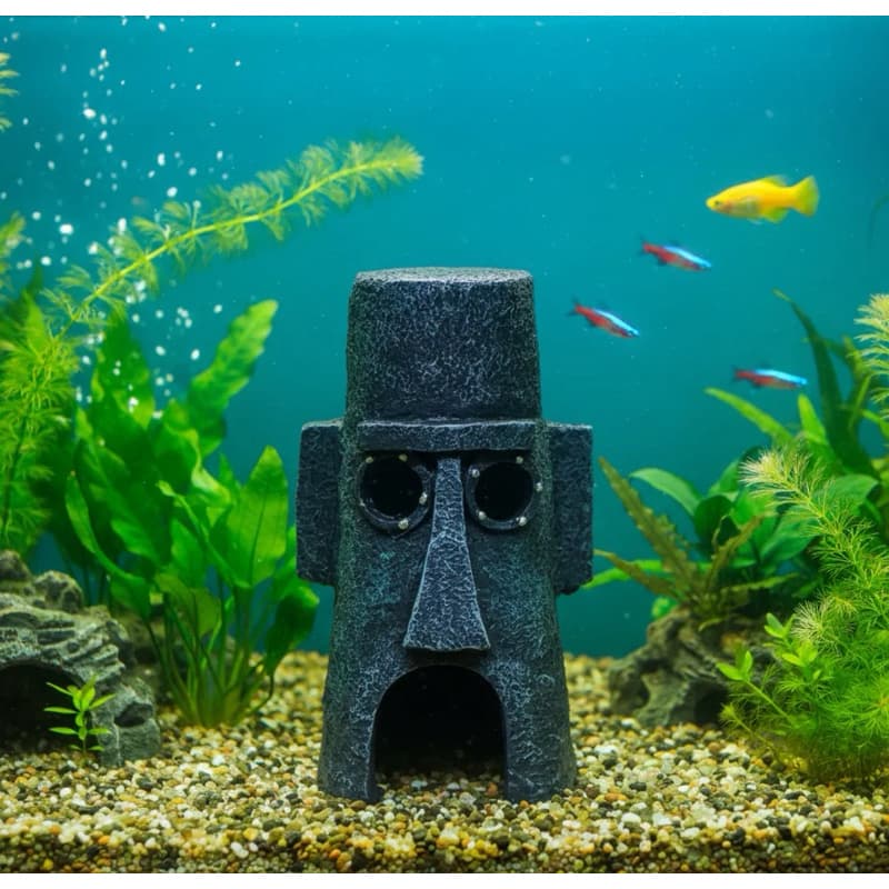 Enfeite De Aquário Fenda Do Biquíni Casa Do Lula Molusco Bob Esponja