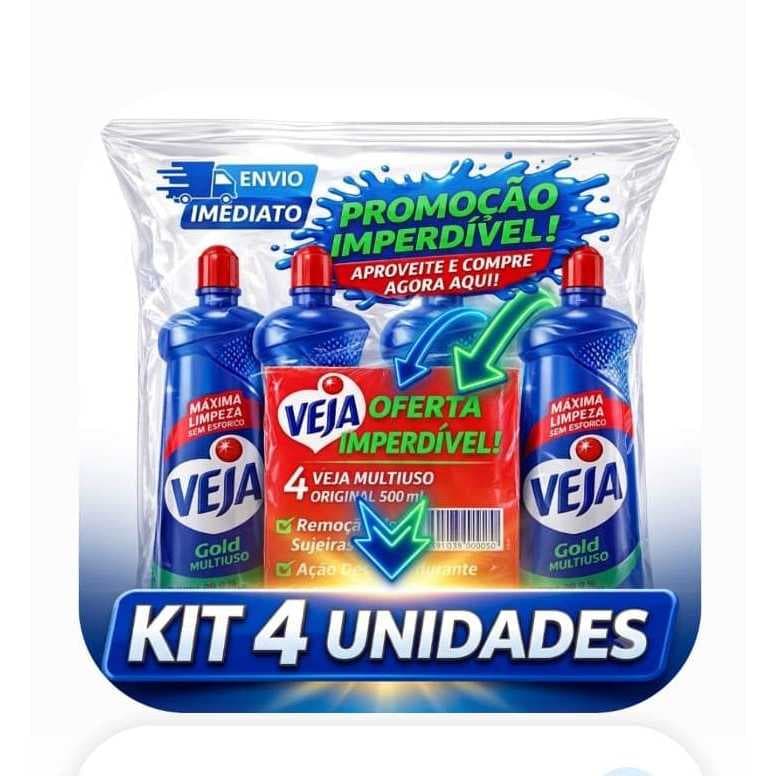 Kit Com 4 Limpadores Veja Gold Multiuso 500ml,limpeza banheiro ,fogão ,cozinha