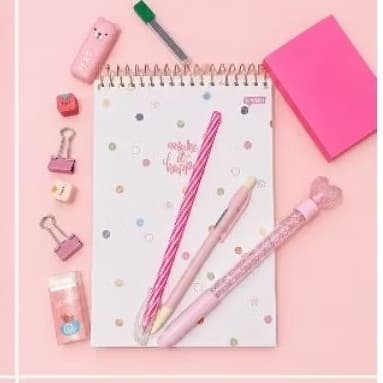Kit Fofo Papelaria Minimalista Anotação Menina Kawaii Caneta Lapiseira Borracha Mimo Presente Marca texto Planejamento