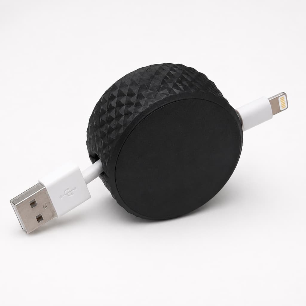Organizador de Cabos de Carregador Retrátil Porta Fio USB Lightning Tipo C Compacto
