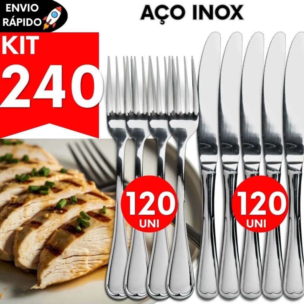Kit Talheres Inox Talher Padaria Doceria Restaurante Buffet Bares Posadas Faca Garfo