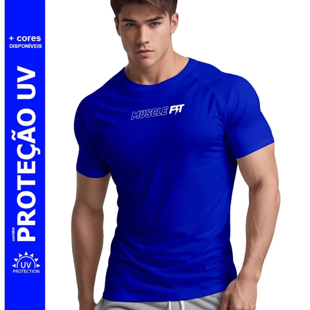 Camiseta Dry Fit Orignal Azul Royal Fitness Atividade Fisica Muscle Fit