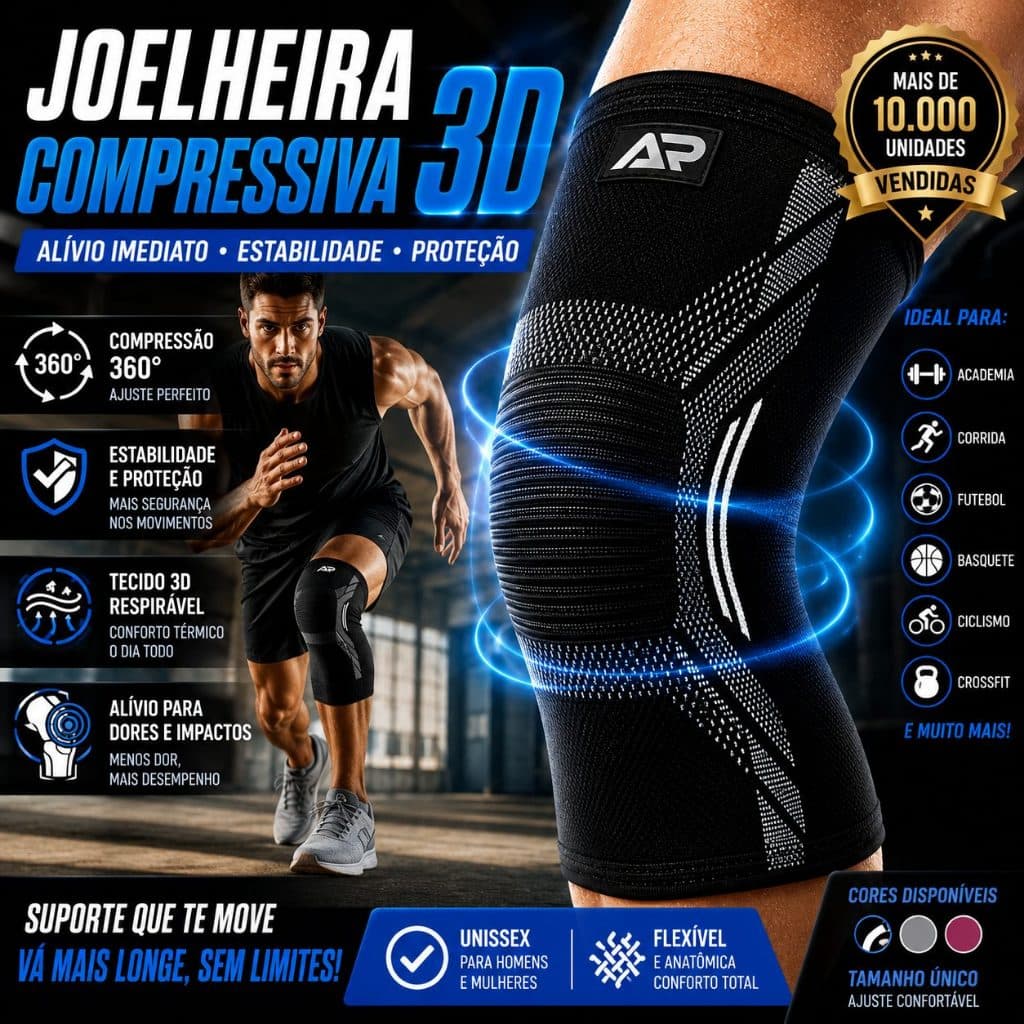 Joelheira de Compressão Ortopédica Tensor Alívio de Dores Corrida Academia Crossfit