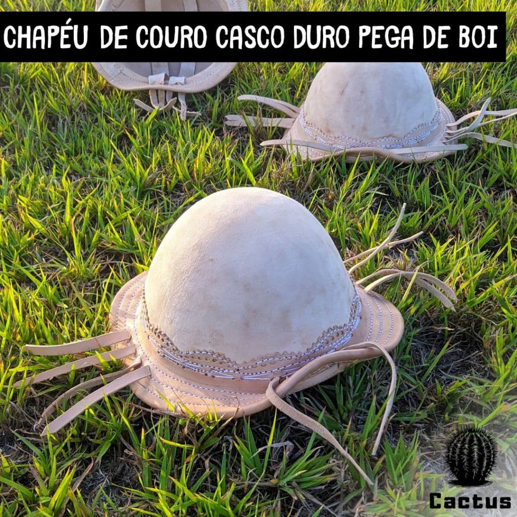 Chapéu de Couro Nordestino Vaqueiro Pega de Boi Legítimo Casco Duro Hipismo boné Cangaceiro Lampião