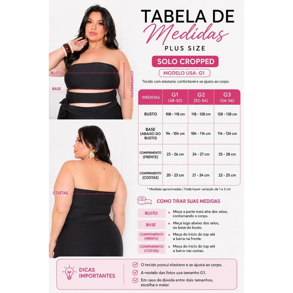 Top Plus Size Tomara que Caia com Faixa Cintura Alta Feminino Moda Premium
