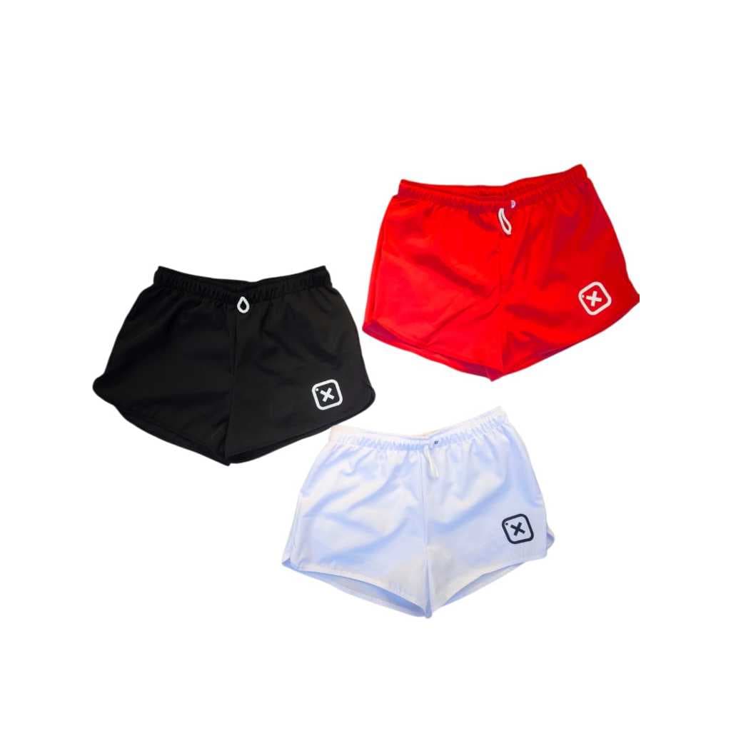 Kit Short Feminino Tactel Texas Forrado Preto Vermelho Branco Moda Fitness Casual
