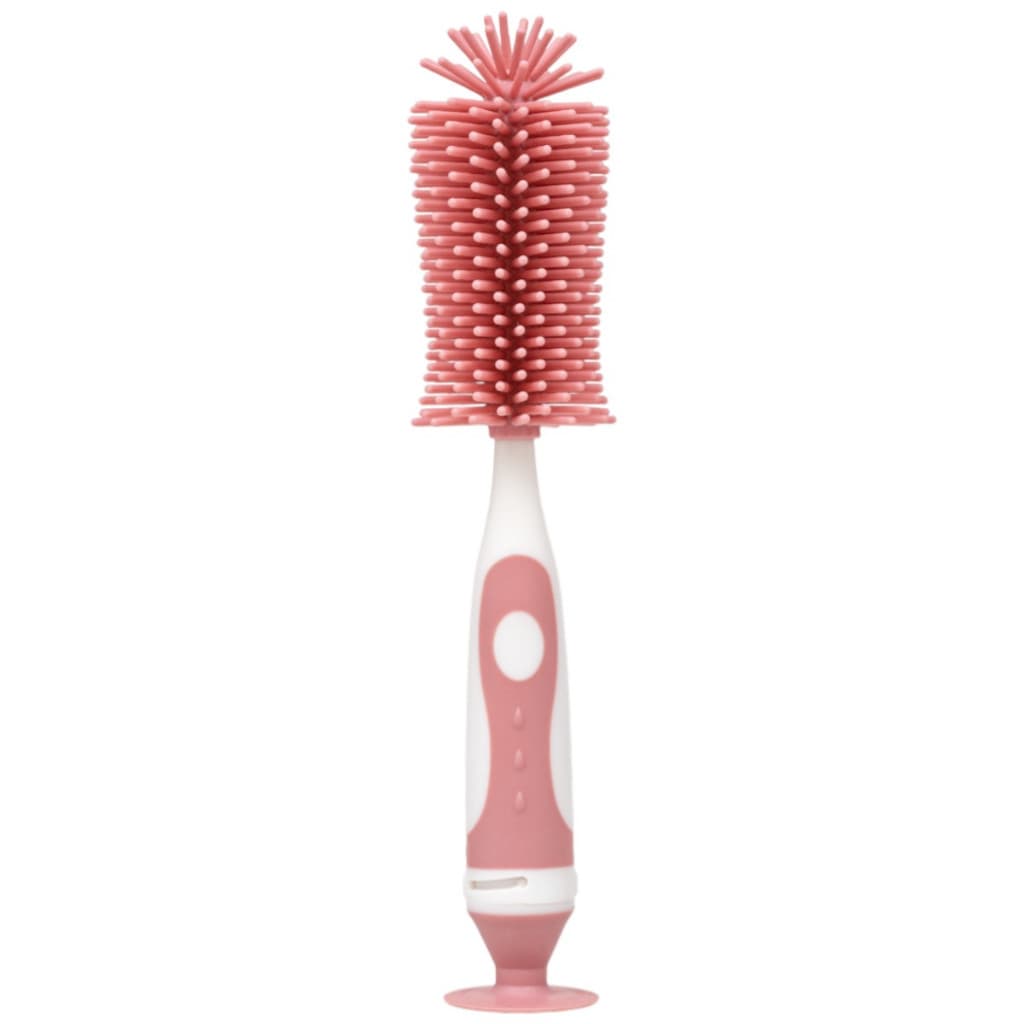 Escova de mamadeira silicone - com limpador de bico acoplado -Rosa - escova higiência - Buba