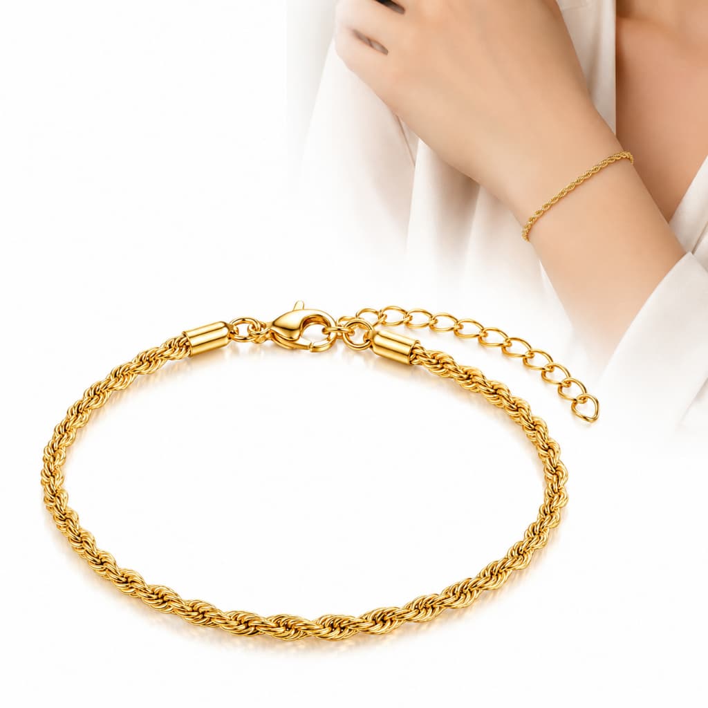 Pulseira Fita Malha Laminada Banhada A Ouro 18k Luxo