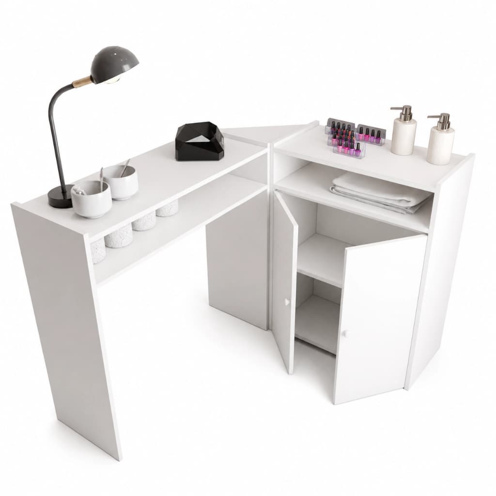 Mesa Manicure Em L Para Salão De Beleza Kit Cuidado Com A Pele Spa Designer Moderno Grande Unhas Pé