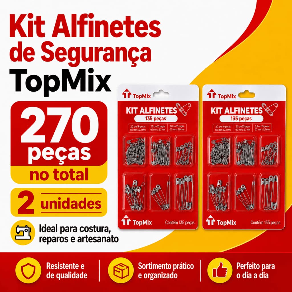 Kit 270 PCS Alfinete De Segurança Sortidos Em 6 Tamanhos Costura Artesanato Pregadeiras de Metal