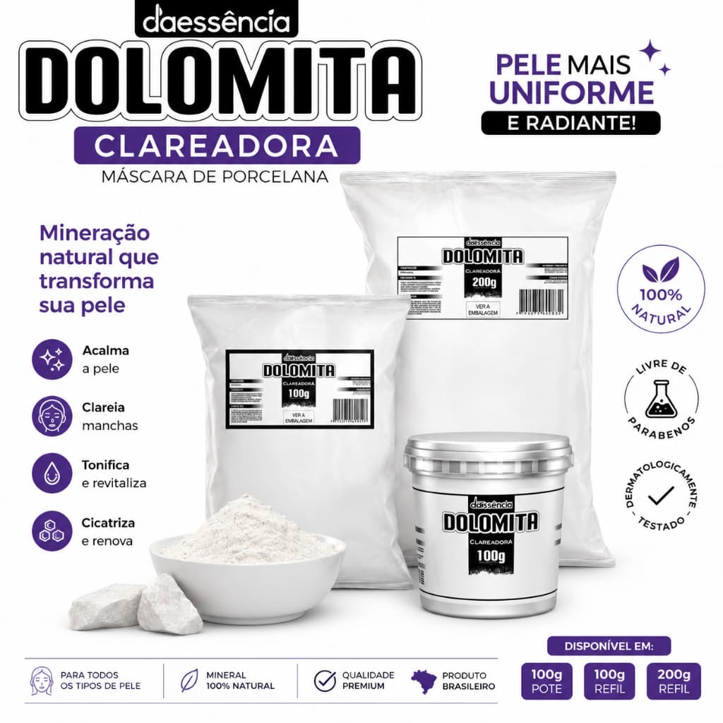 Dolomita Clareadora de manchas (skincare) Rosto Cabelo e Pele