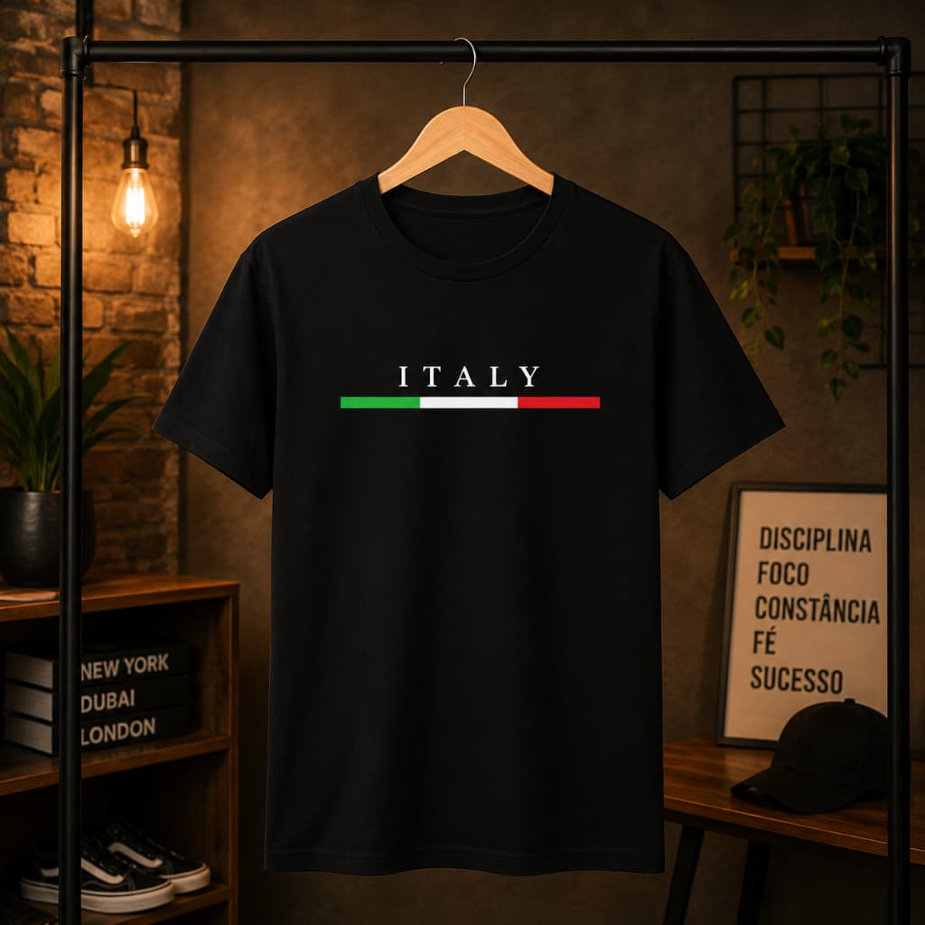 Camiseta Masculina Italy Pais Italia 100% Algodão Camisa Estampada
