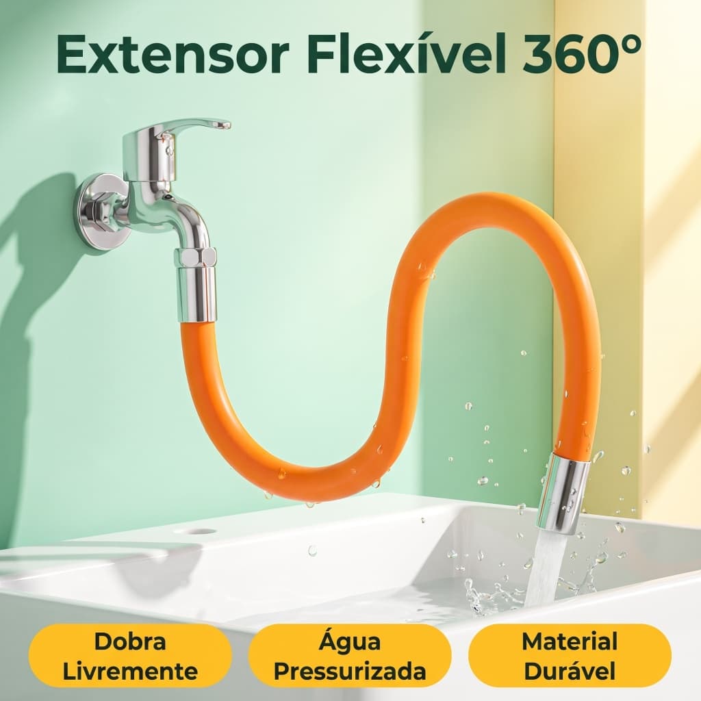 Mangueira Extensora de Torneira Silicone Resistente Flexível 20, 30 e 50 Centímetros