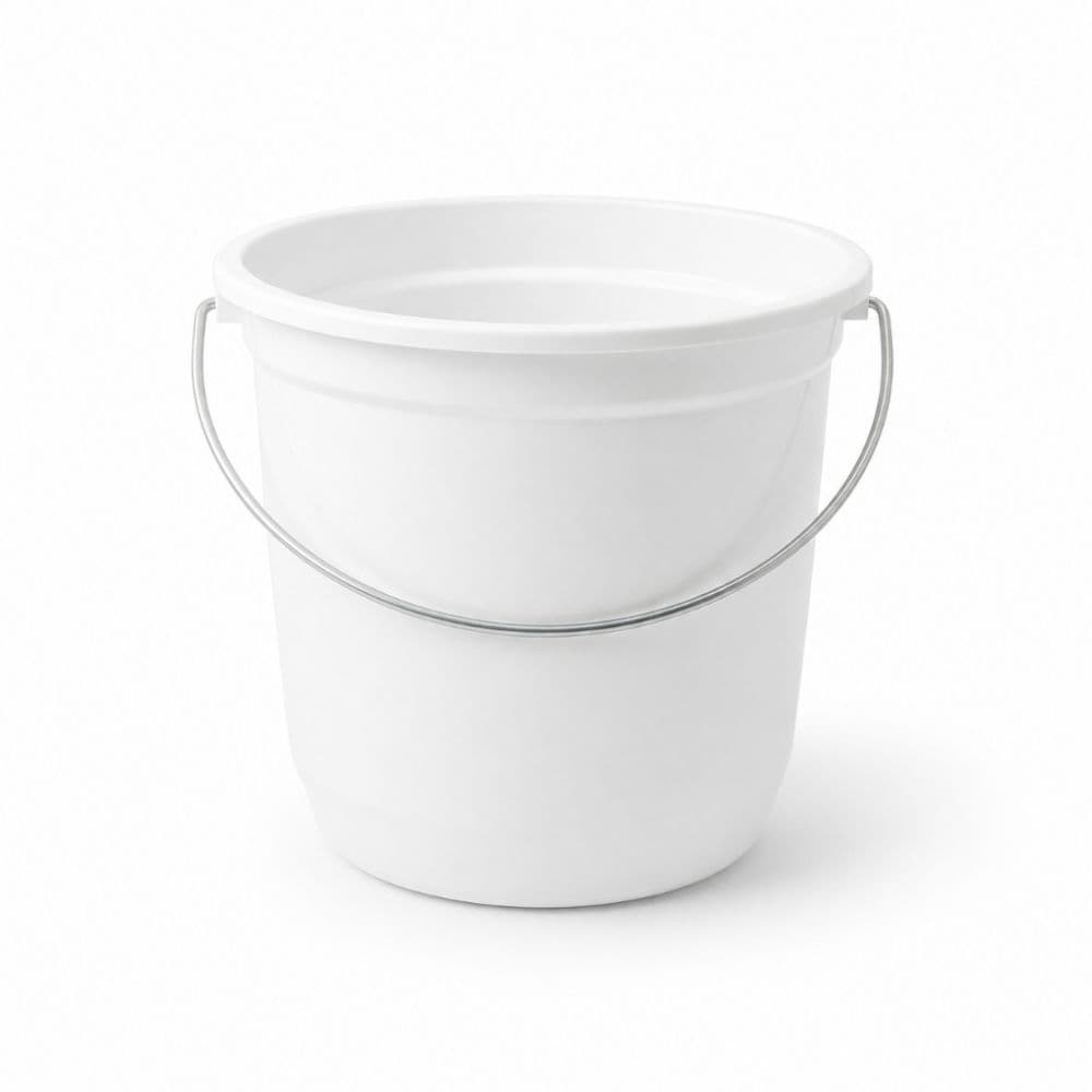 Balde de Plástico 7,5L Reforçado Branco Multiuso com Alça Metal Resistente