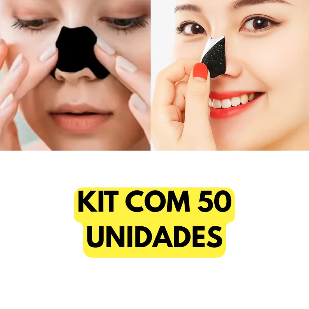 Kit 50 Unidades Pasta De Nariz Limpeza Profunda Tira Para Cravo Carvão Nasal