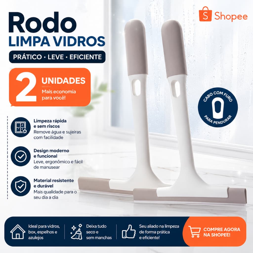 Kit 2 Rodos de Silicone Para Limpeza de Piso Vidros,Secos e Molhados Uso H‘maston GSQ01