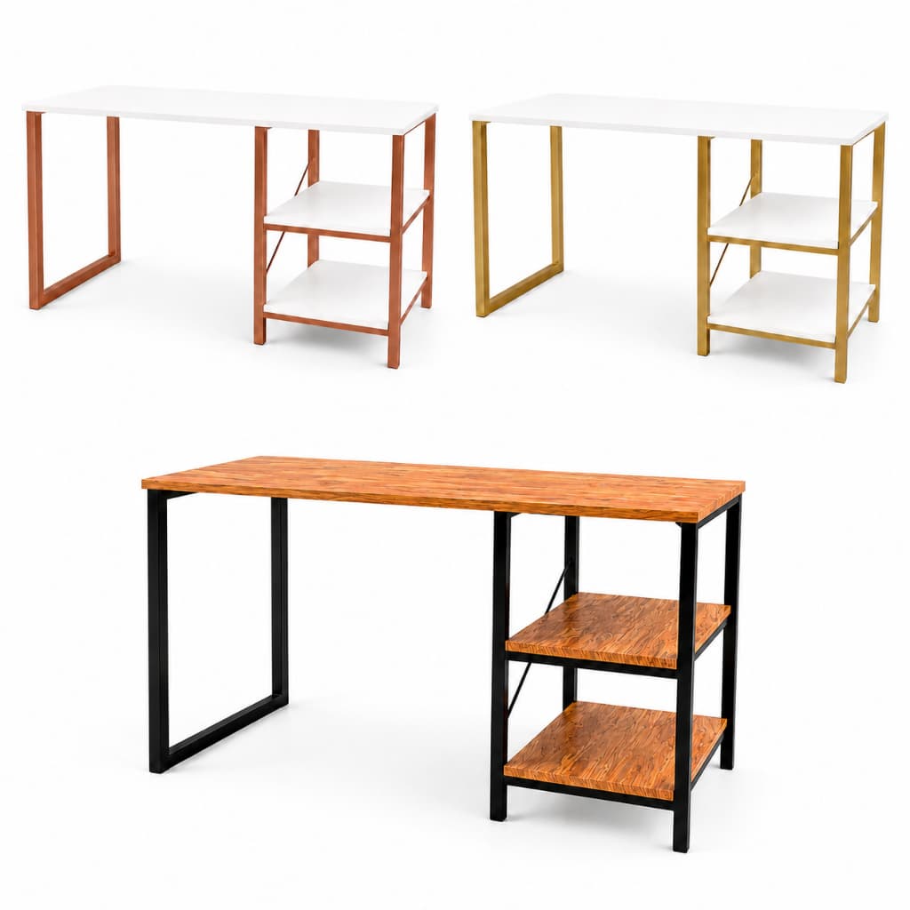Escrivaninha Industrial 115cm Mesa para Escritório Home Office Estudo Madeira e Metal