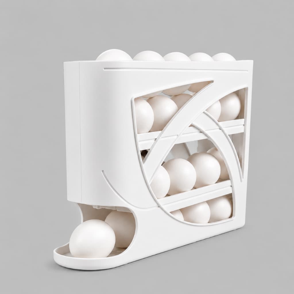 Porta ovos 4 andares em plastico para geladeira Organizador 30 ovo sistema rolante automatico