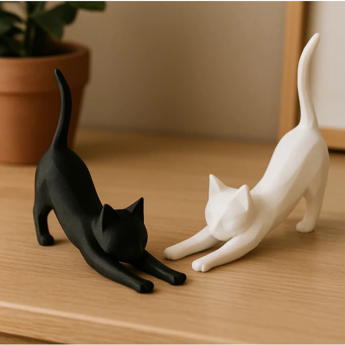 Dois Gatos Decorativos Minimalistas Escultura Decoração Moderna Quarto Sala Presentes Felinos
