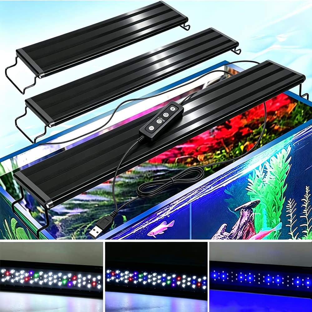 Luminária LED Slim Aquário Newpet 3 Cores com Controlador Ajustável 30 a 60cm Bivolt