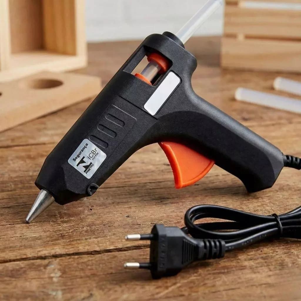 Pistola Revolver Cola Quente Bivolt Pequena Profissional Com Bastões Refil Fino Pronto Para Uso Decorações Artesanato