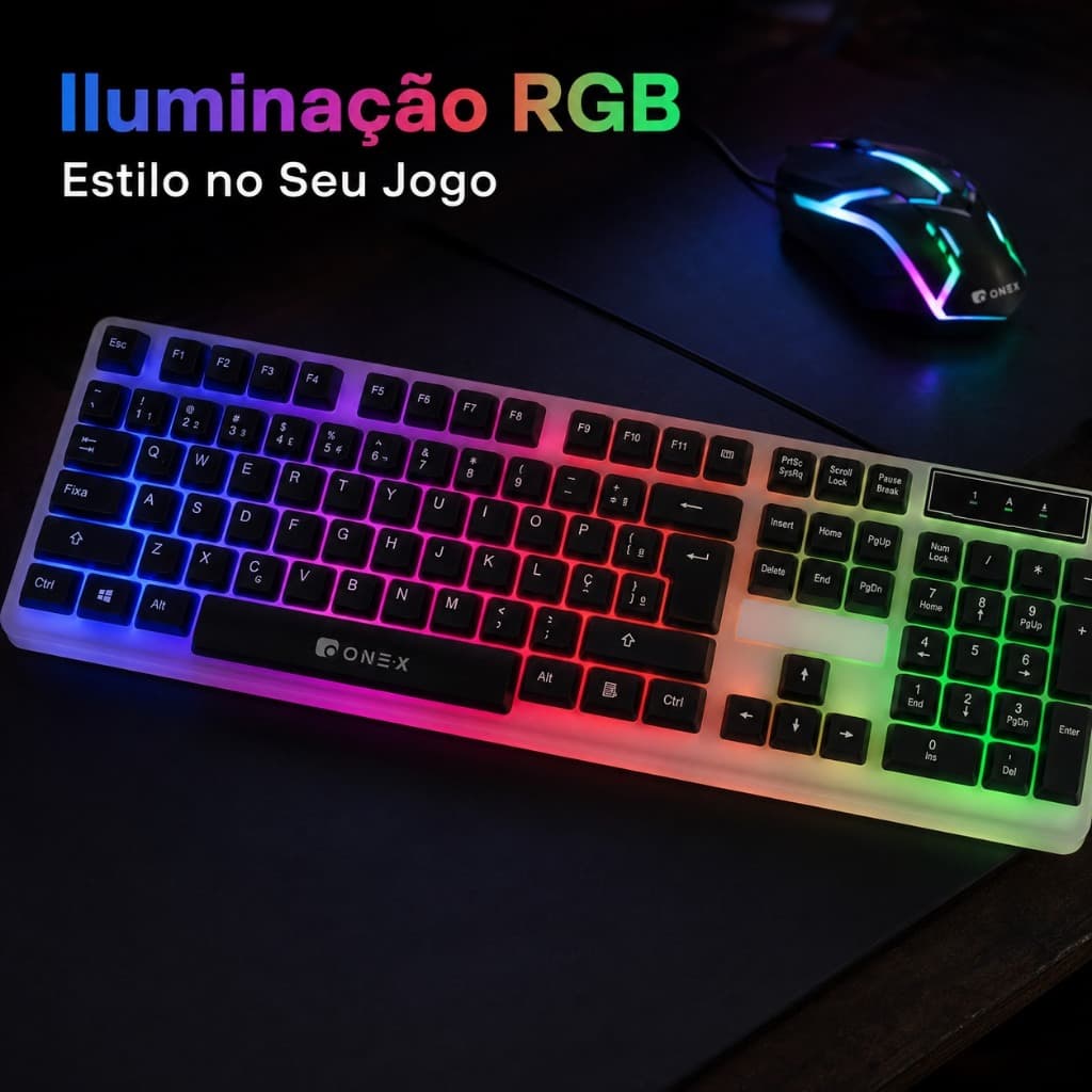 Conjunto de Mouse e Teclado com Iluminação RGB para Estilo no Seu Jogo