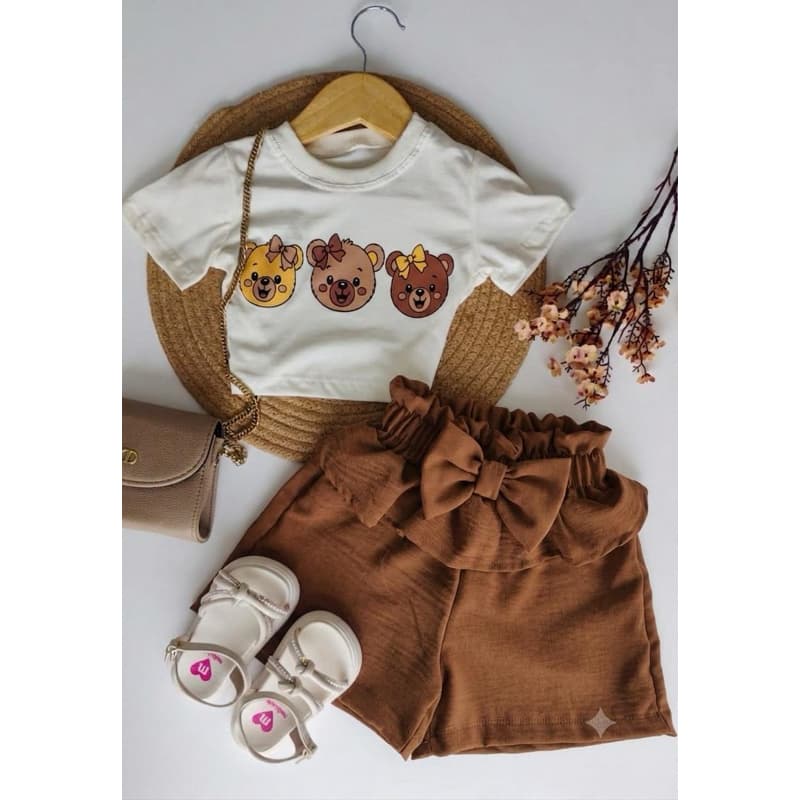 Conjunto Short Infantil Feminino Ursinho!