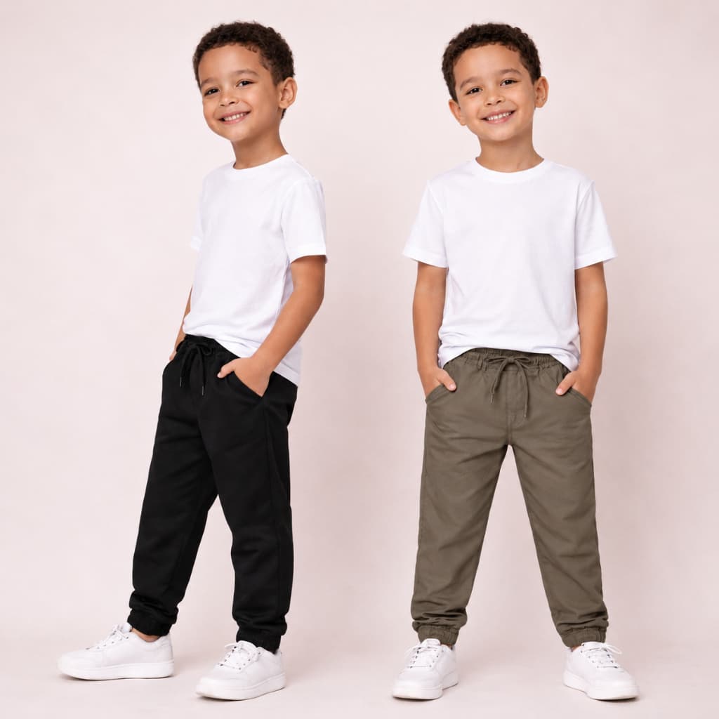 KIT 2 Jogger INFANTIL  Calça de Sarja Menino Alta Qualidade Slim Fit Brim Criança