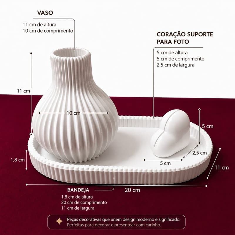 Bandeja decorativa, vaso decorativo, porta retrato, kit decoração, decoração minimalista, sala, quarto, lavabo