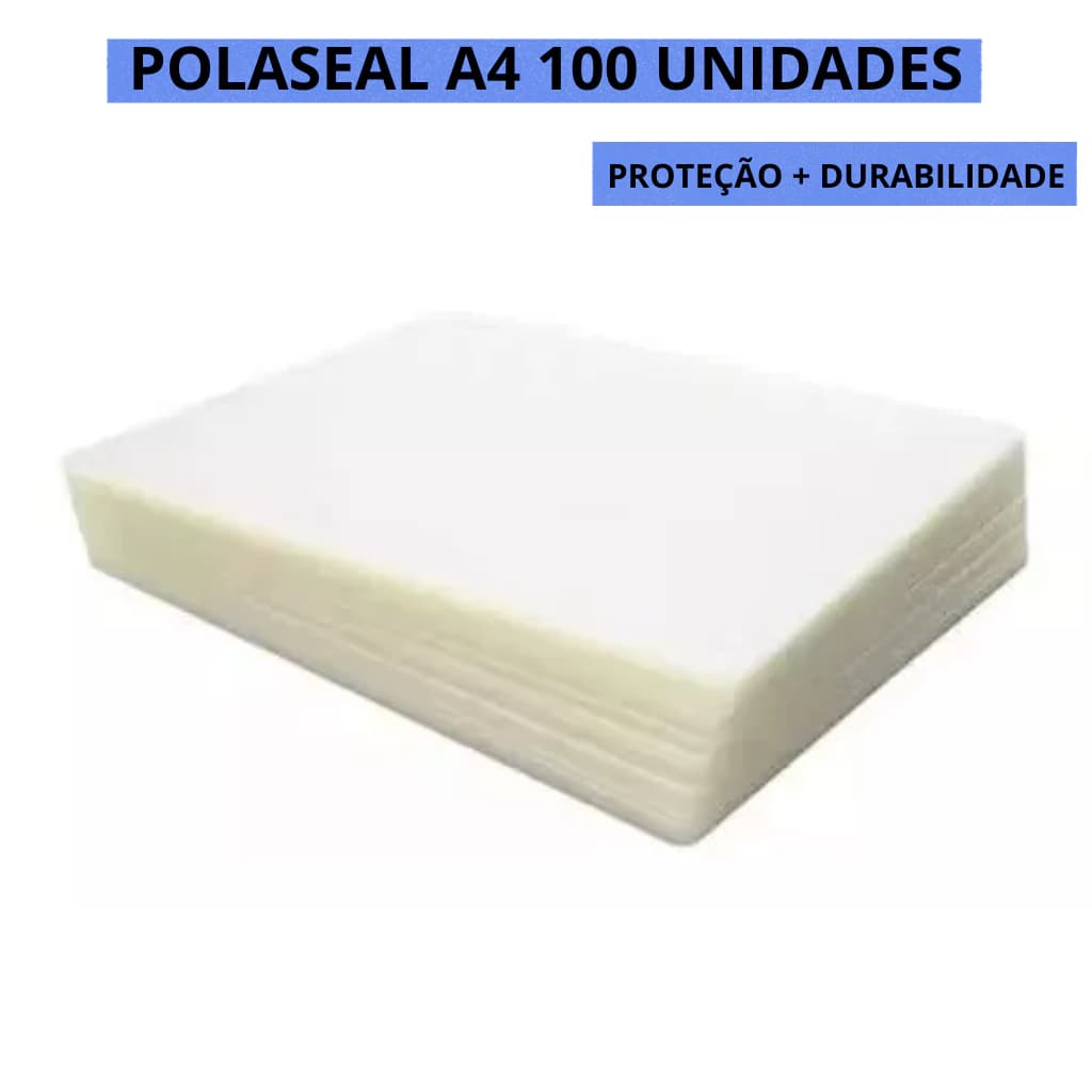 Polaseal A4 100 unidades 0,05 125mic - Com Brilho Plastificar Documentos Resistente À Prova D'água