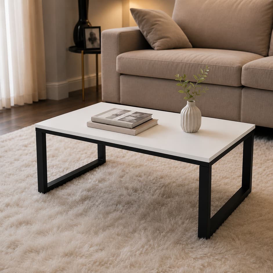 Mesa de Centro Sala Industrial Decorativa Madeira MDF