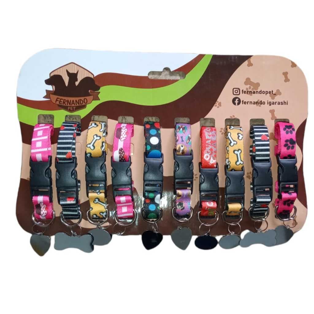 coleira para cachorro | coleira seda estampada Ajustável | Coleira com Pingente para Cães e Gato.