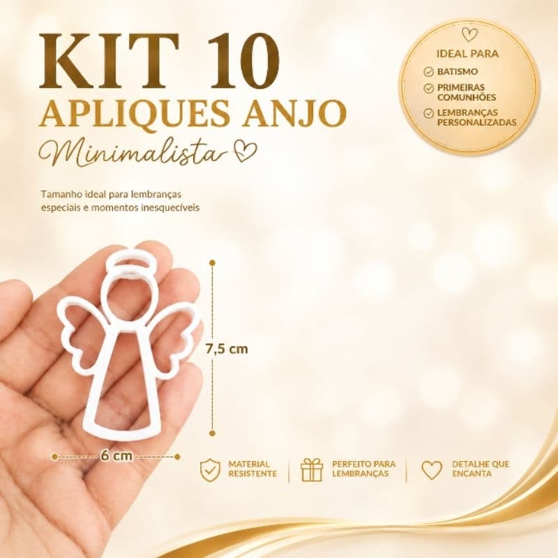 Kit 10 apliques Anjo Minimalista