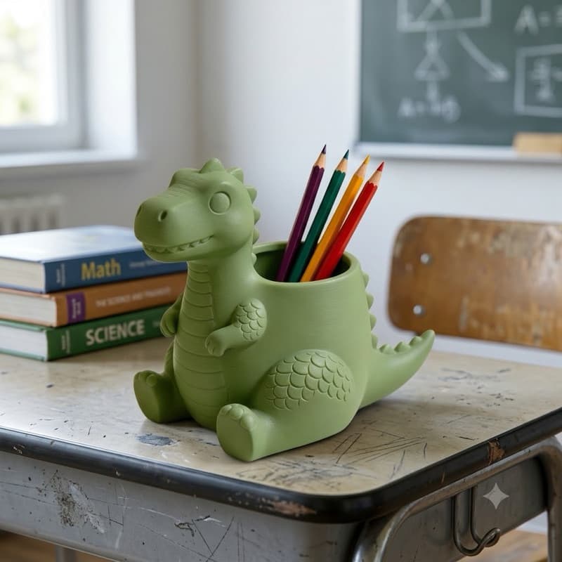 Porta-Lápis e Organizador de Mesa Divertido - dinossauro