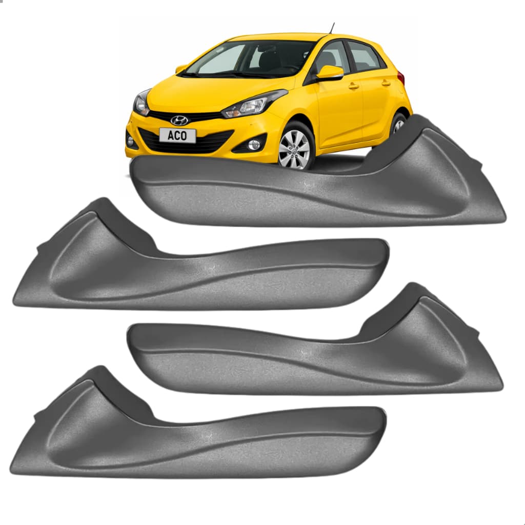 Kit Jogo 4 Gatilho Maçaneta Interna Hyundai Hb20 2012 2013 2014 2015 2016 2017 2018 2019 Cinza