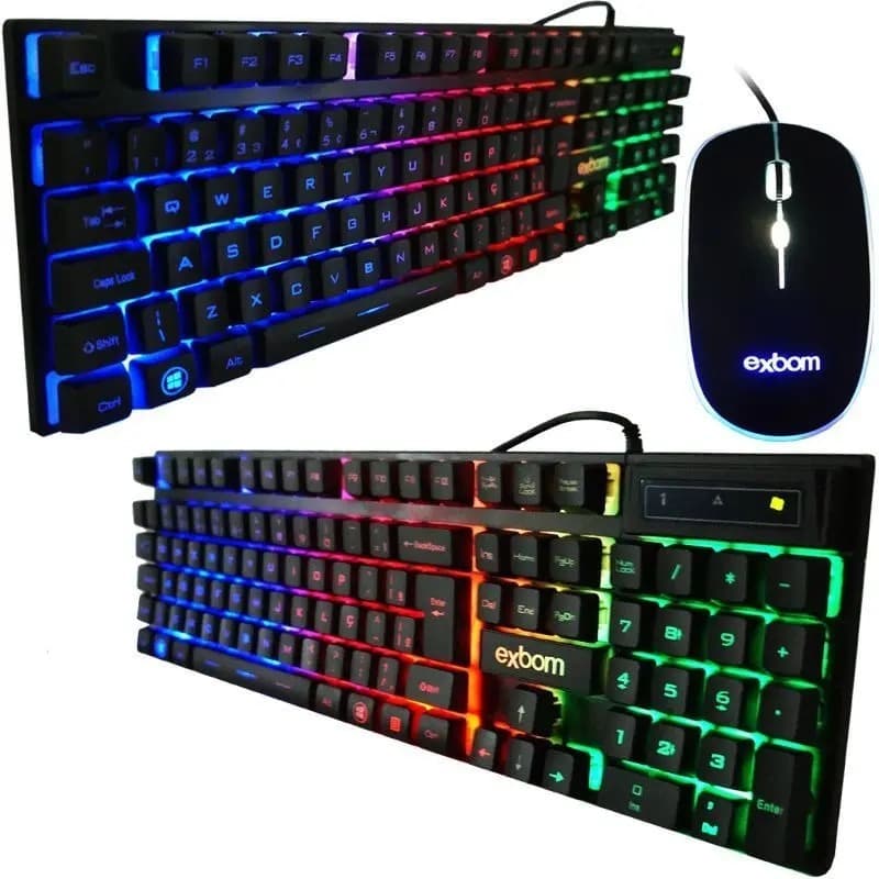Kit Teclado e Mouse Gamer Rgb Com Fio Combo Gamer