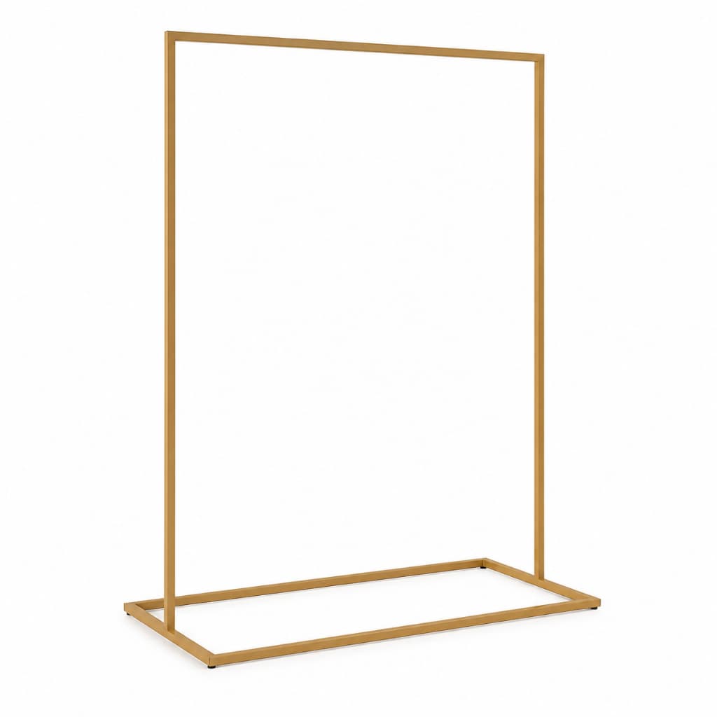 Arara de Roupas 1,25m X 1,00m Dourado em Metal Reforçada para Lojas, Closets, Quartos, Boutiques Resistente para Cabides