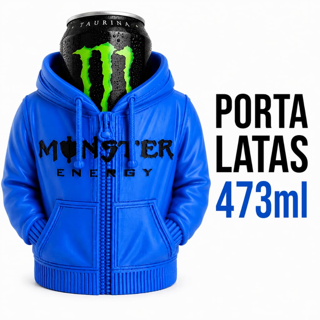 Porta Lata Monster 473ml Térmico Estilo Moletom Porta Energético Impressão 3D Presente Criativo Organizador de Mesa
