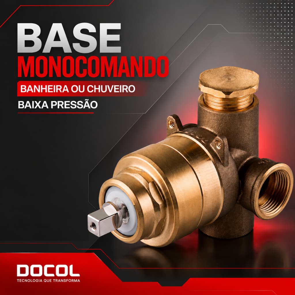 Base Monocomando P/ Banheira ou Chuveiro Baixa Pressão Bruto Docol
