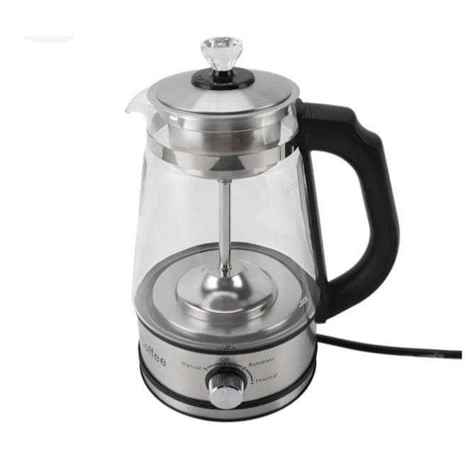 CHALEIRA ELÉTRICA COFFEE POT 220V, COM PRENSA FRANCESA 1,200ML.