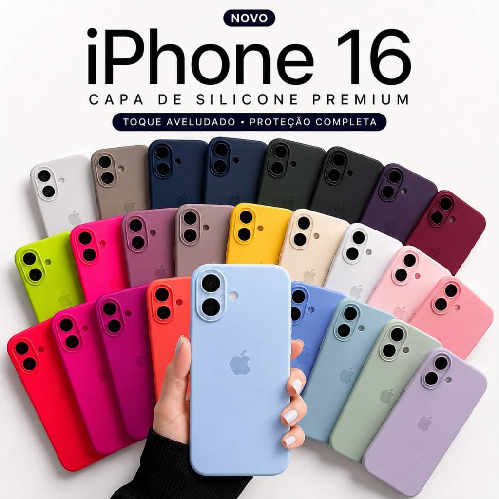 Capinha Case Silicone iPhone 16 / 16 Pro Max / Pro / Plus Premium Aveludada