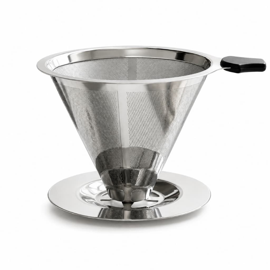 Filtro de Café Dupla Camada Inox Reutilizável Sem Papel Coador de Café Chá Malha Fina Durável