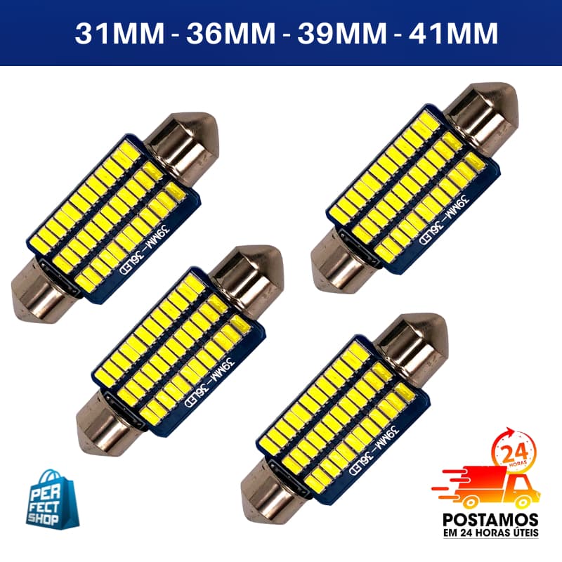 Lampada Led Torpedo Branco 31mm, 36mm, 39mm, 41mm, 30 Leds Teto Ou Placa 12v