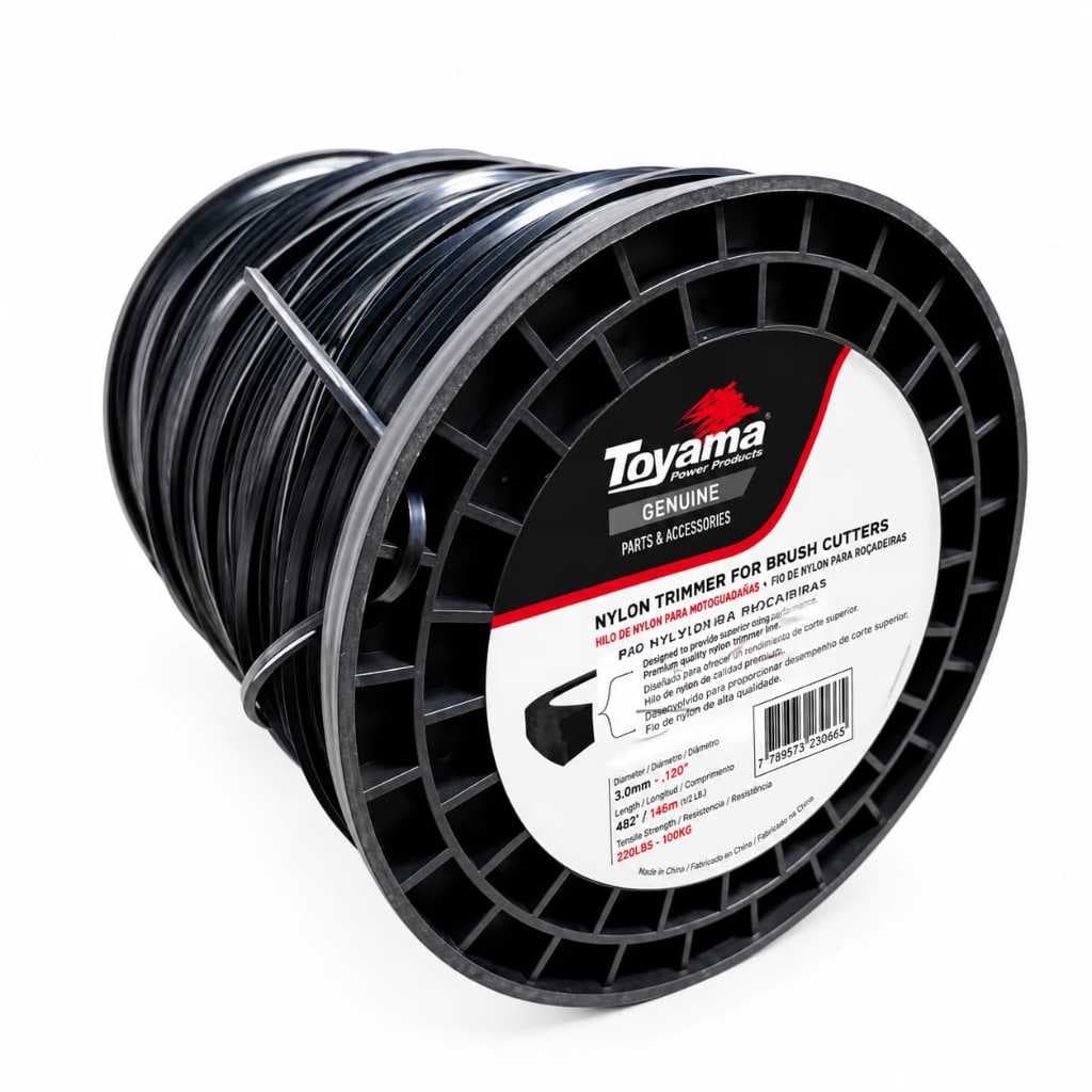 Fio de Nylon Toyama 3,3mm Perfil Quadrado 212 Metros 2,27Kg Profissional para Roçadeira Alta Resistência