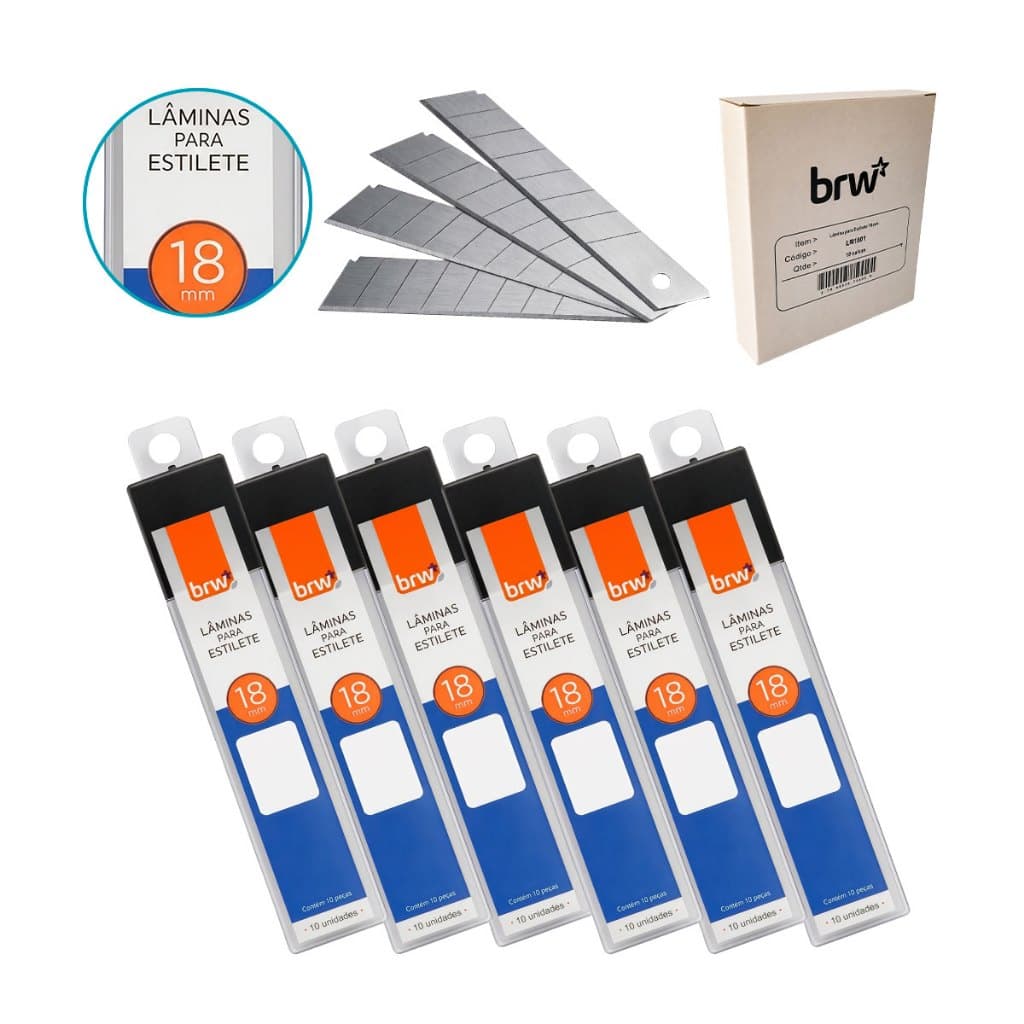 50 Lâminas Refil de Aço para Estilete Largo 18mm Premium para Uso Geral e Artesanato